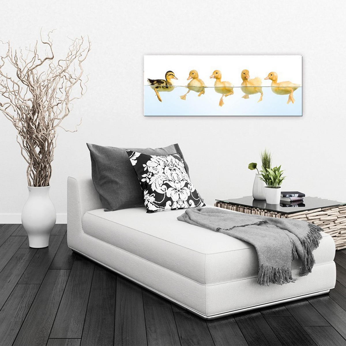 GLASBILD 80x30 cm lustig Gelb Weiß - Gelb, Glas (80/30cm) - artissimo