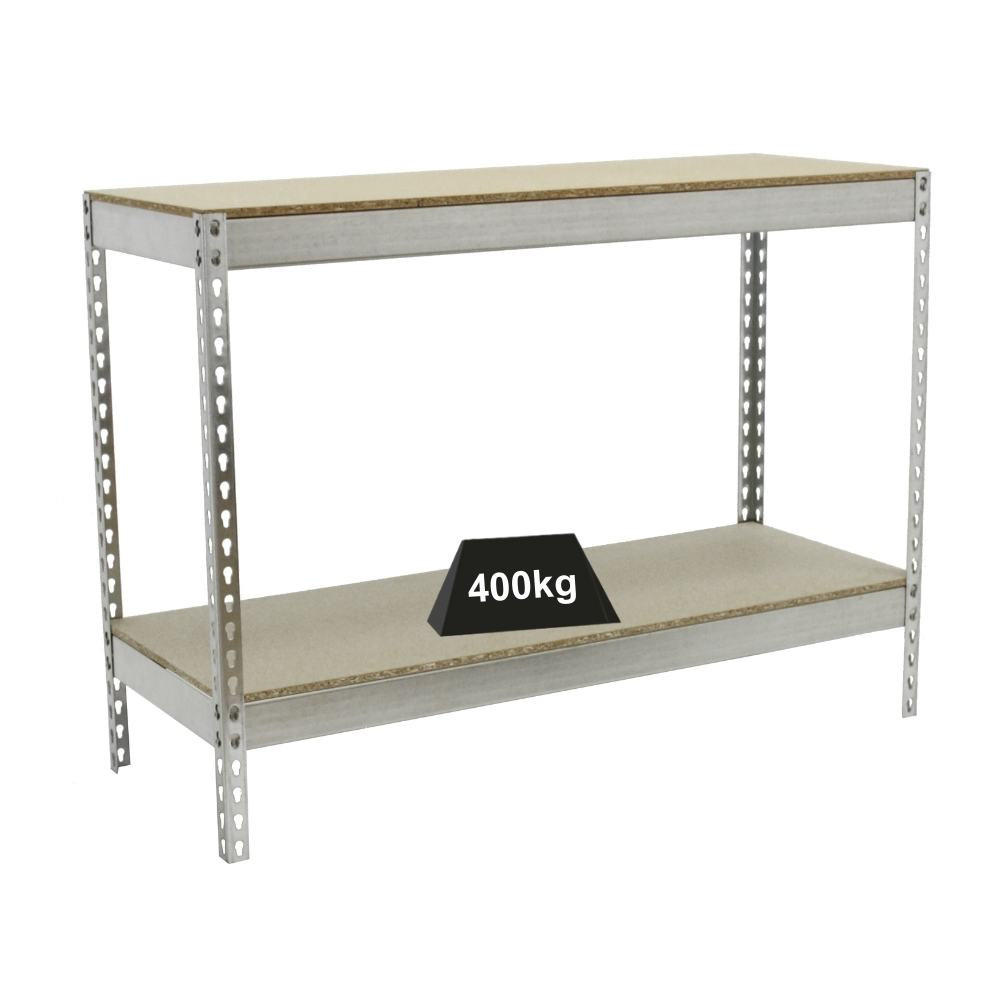 SCHWERLASTREGAL MINI WOOD YETI TWO | HxBxT 90x150x75cm | Fachlast 400kg | Verzinkt - Silberfarben, Metall (150/90/75cm) - PROREGAL
