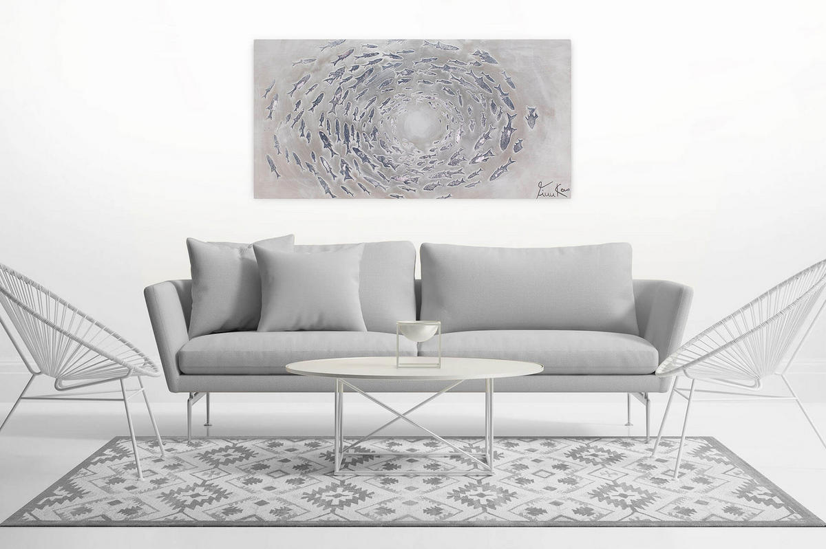 ÖLGEMÄLDE 140/70 cm - Grau, Holz/Textil (2.02/70cm) - KUNSTLOFT