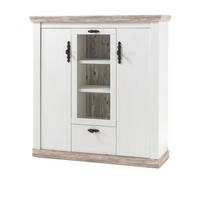HIGHBOARD Pinie weiß, Oslo Pinie Landhaus, Kommode, 140 x 146 cm - Anthrazit/Weiß, Holzwerkstoff/Metall (140/146/44cm) - Furn.Design