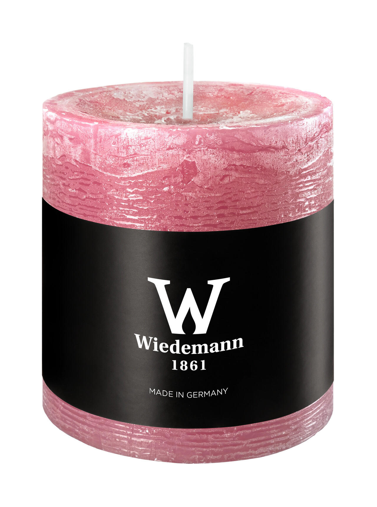 STUMPENKERZE Rustik Marble Style Altrosa 80 x Ø 68 mm, 1 Stück - Altrosa, Paraffin (7/8cm) - Wiedemann Kerzen