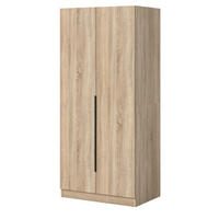 KLEIDERSCHRANK Eiche Sonoma 2-türig 80 x 181 cm, Drehtürenschrank mit Kleiderstange - Eichefarben/Schwarz, Holzwerkstoff/Kunststoff (80/181/52cm) - Inn.Furn