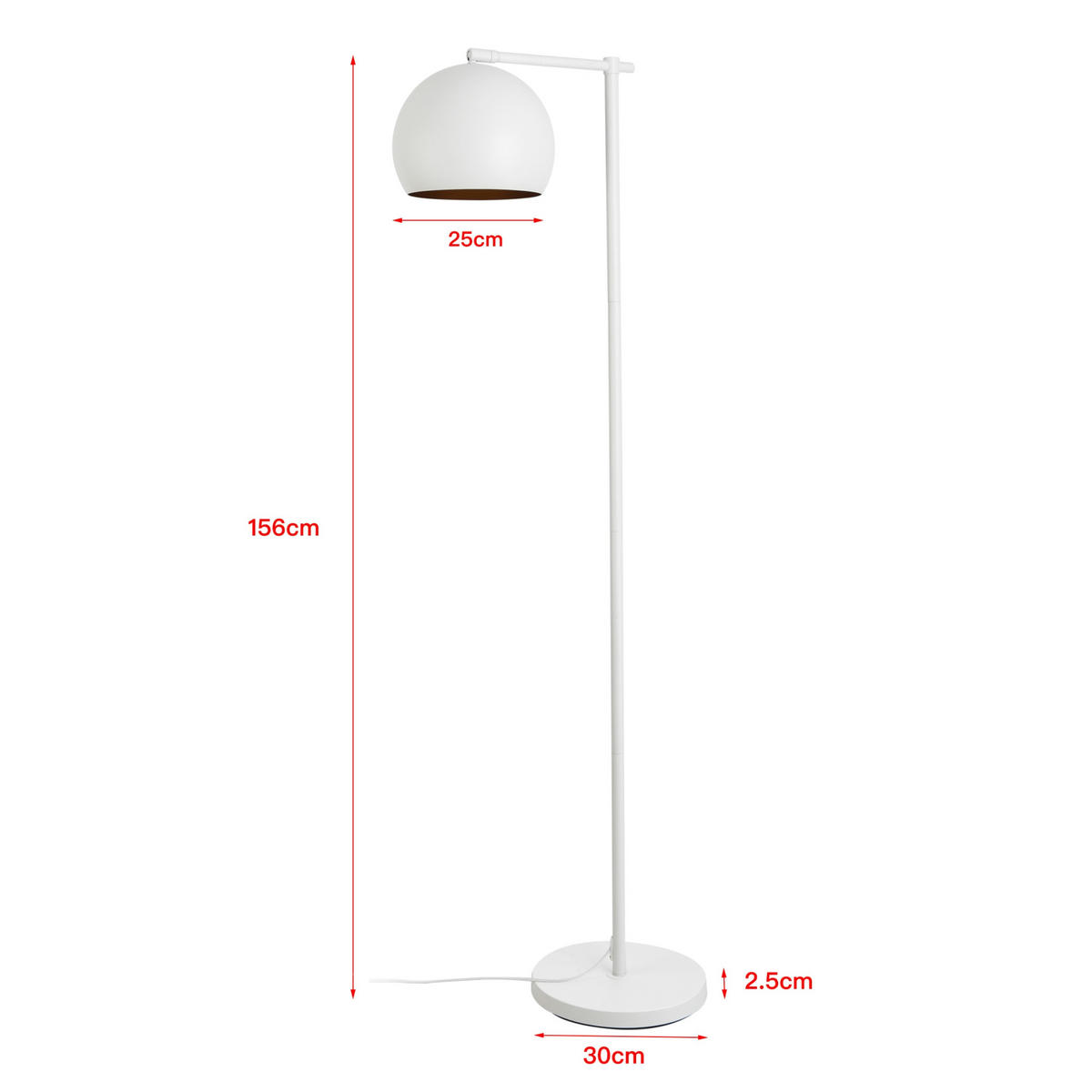 STEHLEUCHTE Skiptvet - Weiß, Metall (30/30/156cm) - lux.pro