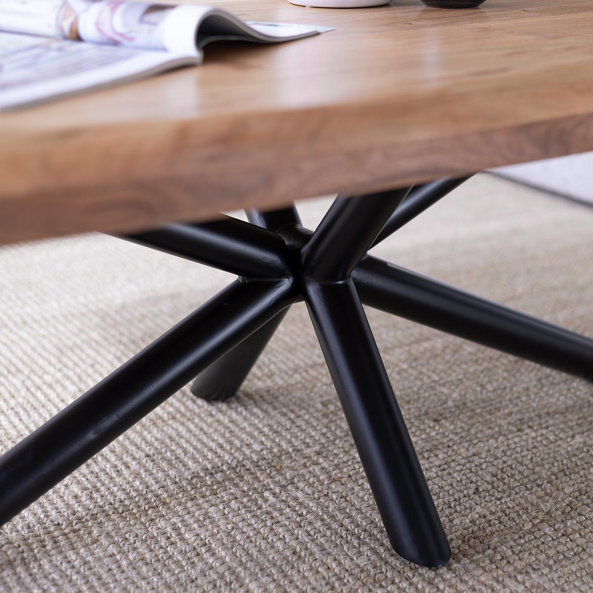 HOME24 Couchtisch KHENO - Schwarz, Holz/Metall (70/120/45cm) - home24