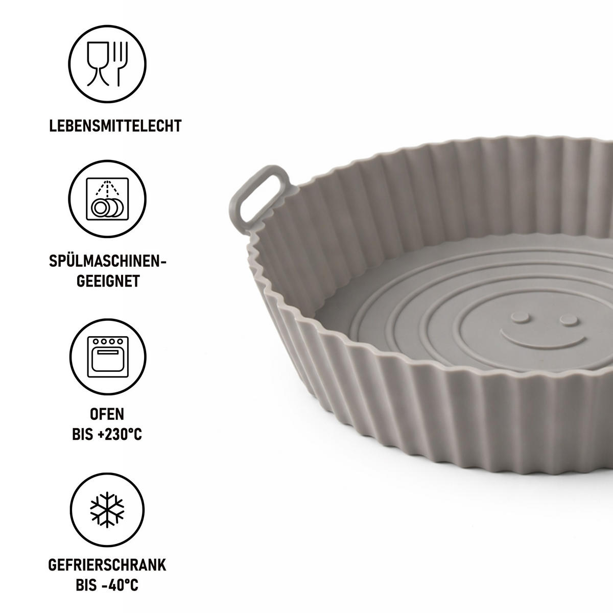 BACKFORM Air Fryer - Heißluftfritteuse 2er Pack - Ø20x5,5cm - Grau, Kunststoff - Bestlivings