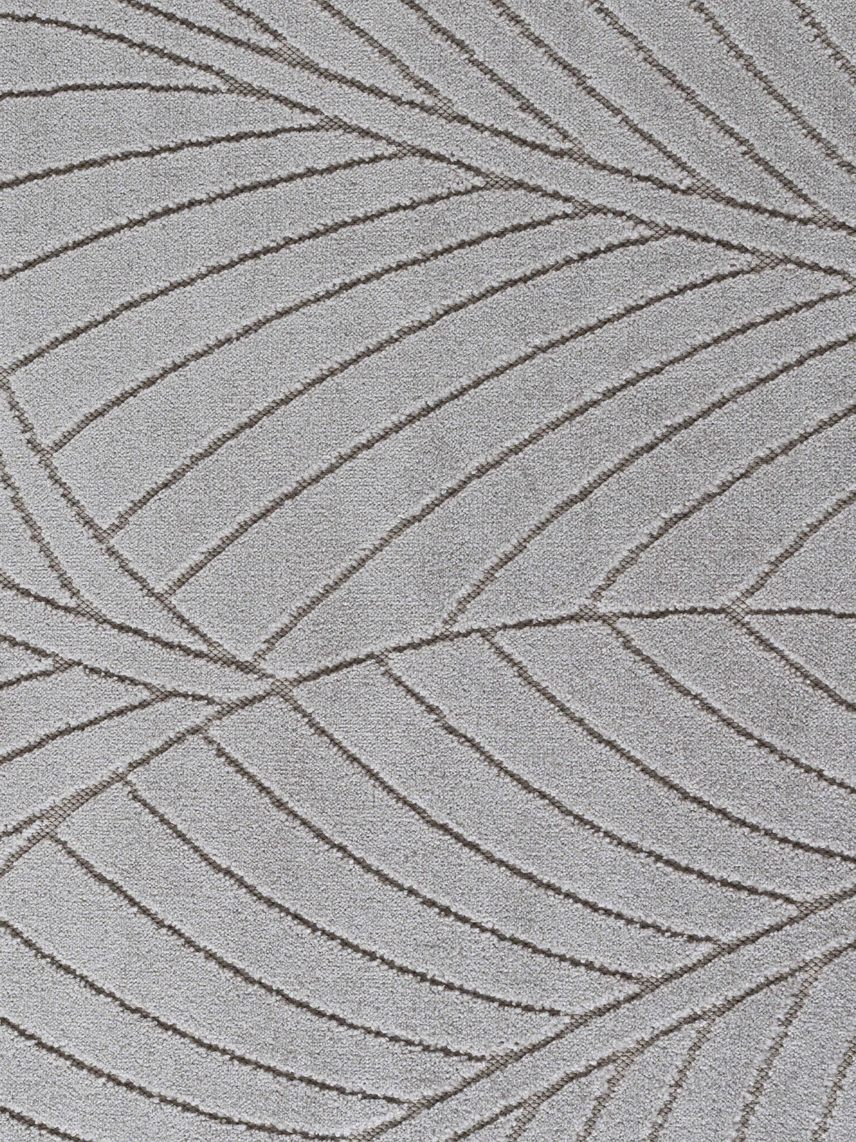 LÄUFER Outdoor, Fußbodenheizung-geeignet, mit Blattmotiv, ENGADIN in Silbergrau, 80 x 150 cm - Grau, Textil (80/150cm) - KADIMA DESIGN