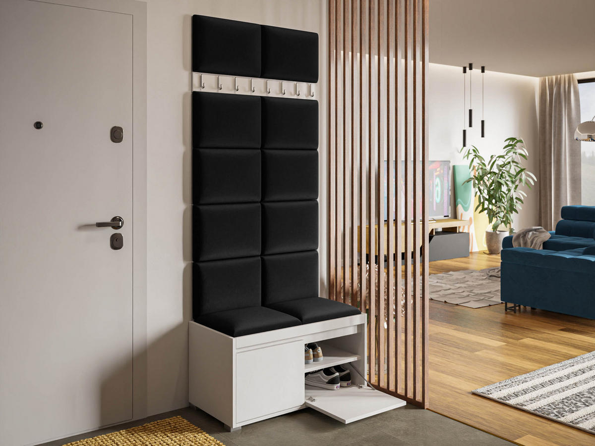 GARDEROBEN-SET Grawis 80 II - Silberfarben/Schwarz, Holzwerkstoff/Kunststoff (84.5/45/34cm) - MIRJAN24