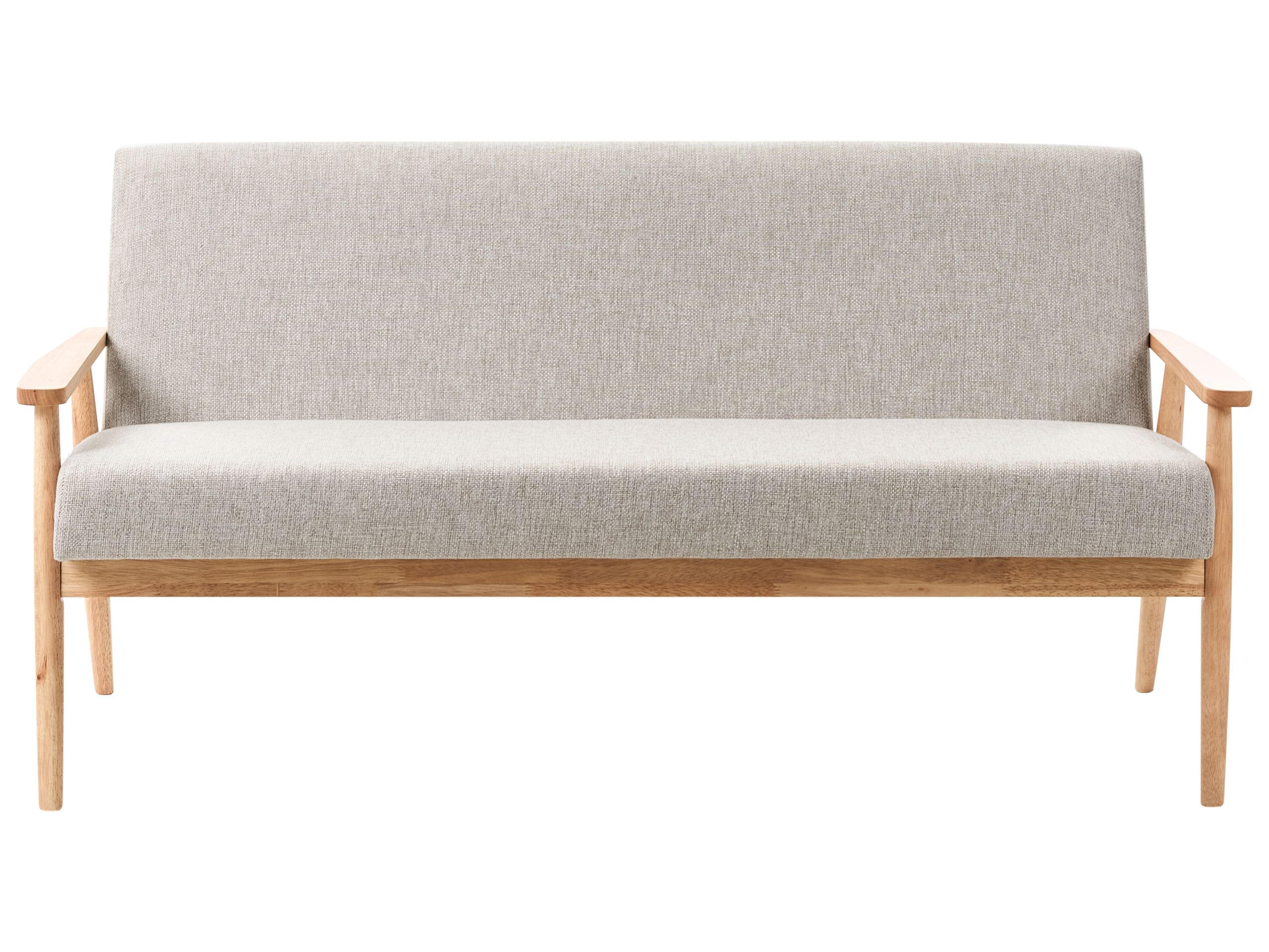 SOFA 3-Sitzer Hellbraun/Grau Esrum - Hellbraun/Grau, Holz/Textil (151/79/72cm) - Beliani
