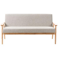 SOFA 3-Sitzer Hellbraun/Grau Esrum - Hellbraun/Grau, Holz/Textil (151/79/72cm) - Beliani