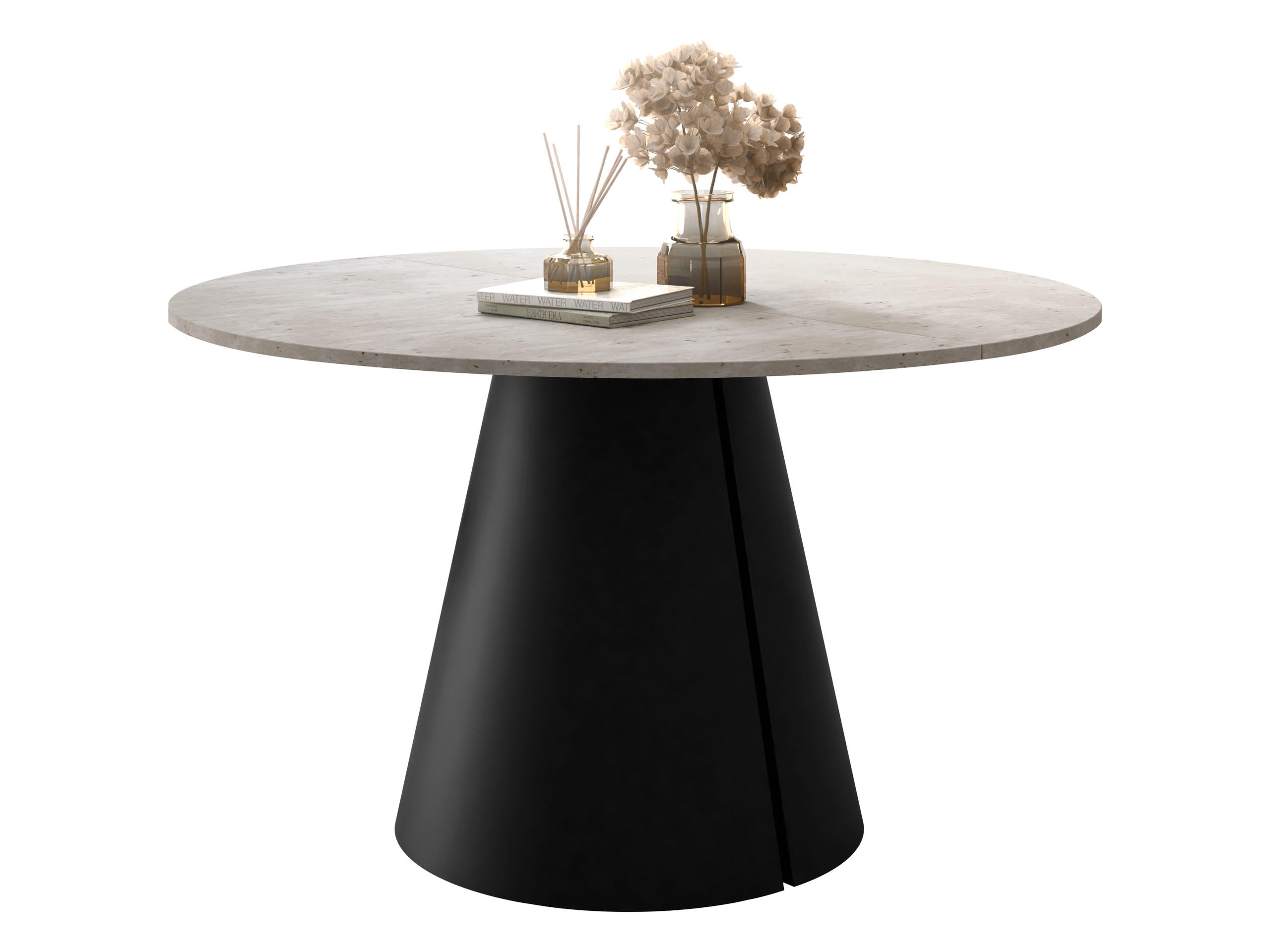 ESSTISCH Calma 120 - Ecru/Schwarz, Holzwerkstoff/Metall (120/120/76cm) - MIRJAN24