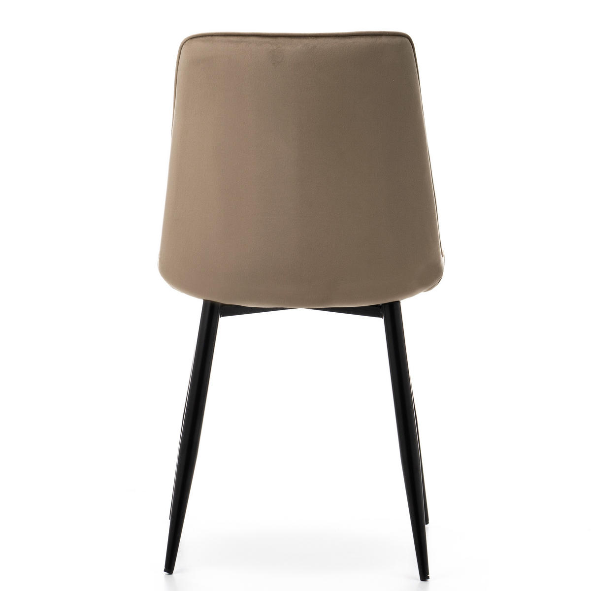 STUHL CHIC gespolsterter mit Steppung - dunkelbeige - Samt Velours - Beige/Schwarz, Metall (50/88/47cm) - NEW HOME