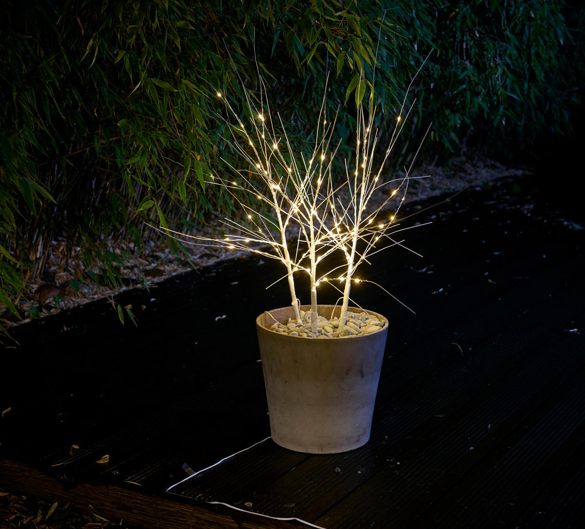 LED-STRÄUCHER Birkenoptik - 85 cm hoch mit 3x32 warmweißen LEDs, elastische Zweige und Timerfunktion für festliche Weihnachtsdeko - Weiß, Kunststoff (35/35/85cm) - Northpoint