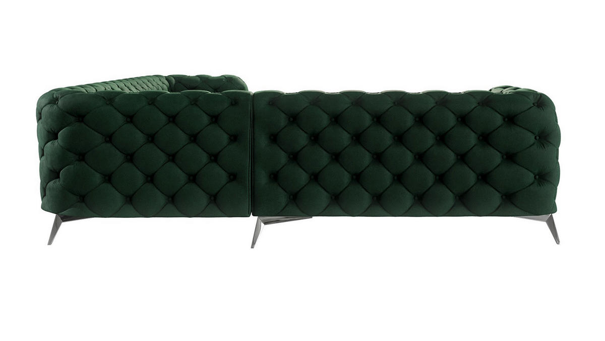 ECKSOFA Chesterfield Laura Flasche Grün Samt - Smaragdgrün/Silberfarben, Holz/Textil (323/264cm) - S-Style Möbel