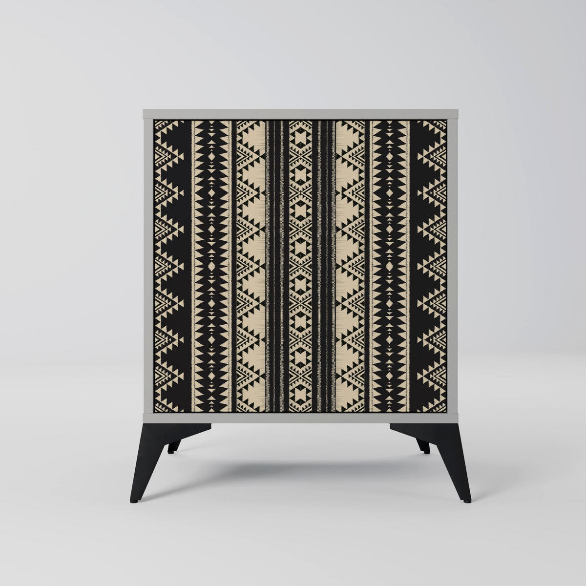 SIDEBOARD AZTEC, Grau, 57,5x42x77,5 cm, Schräge Buchenholzfüße - Buchefarben/Multicolor, Holzwerkstoff/Buchenholz (57.5/77.5/42cm) - SpaceRebels