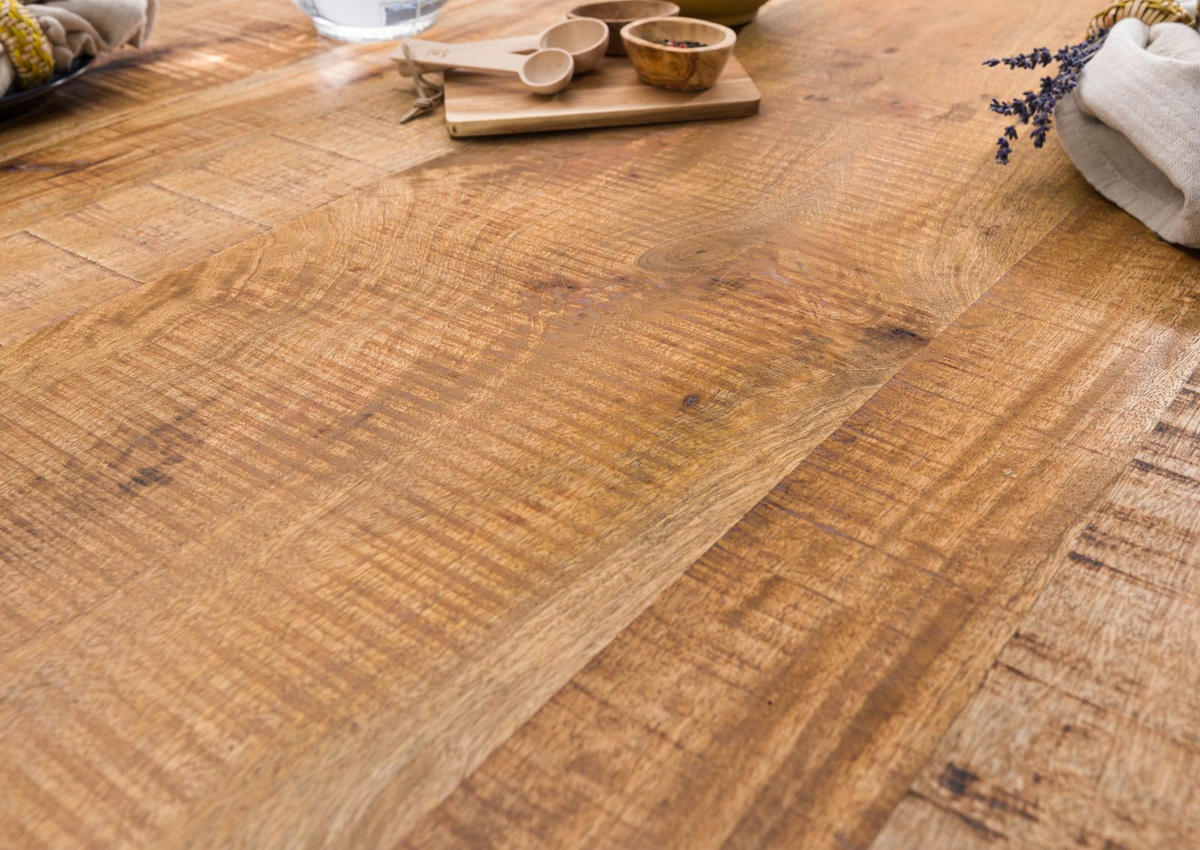 BAUMTISCH Mango 180x90x77 natur lackiert / Kreuzgestell anthrazit matt FREEFORM 5 - Braun, Holz (90/180/77cm) - Massivmoebel24