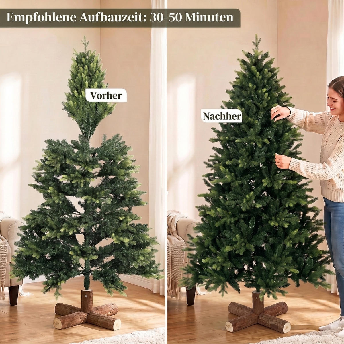 WEIHNACHTSBAUM PE PVC Grün - Grün, Kunststoff (180cm) - HOMCOM