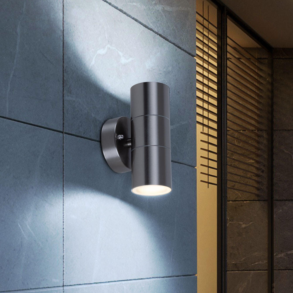 LED AUSSEN-WANDLEUCHTE Edelstahl Silber - Silberfarben, Glas (9.3/16.3/9.3cm)