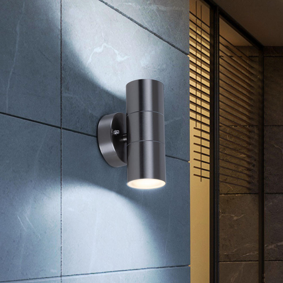 LED AUSSEN-WANDLEUCHTE Edelstahl Silber 3er Set - Silberfarben, Glas (6/16/9.3cm)