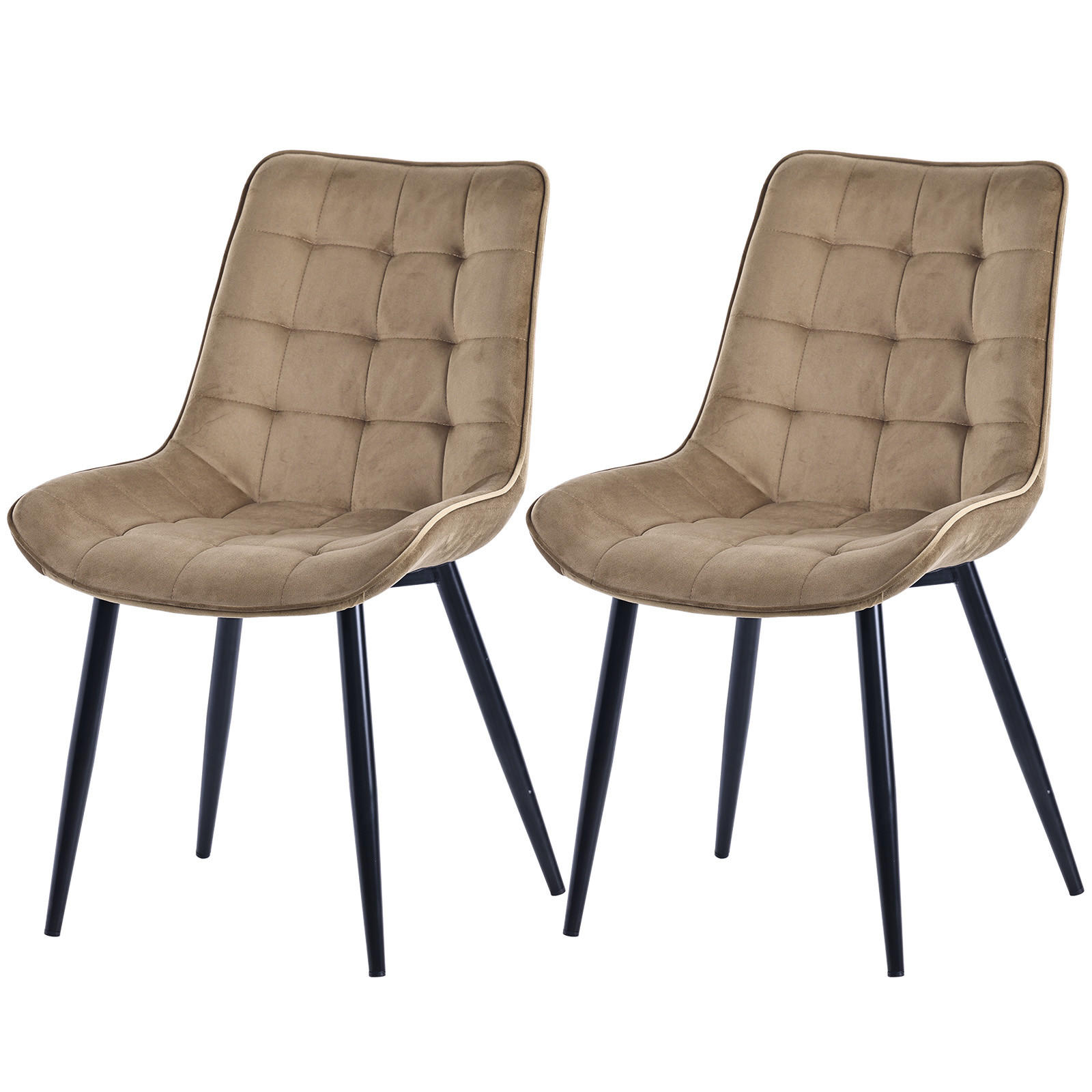 STUHL-SET 2 Stück aus Samt in Modernem Stil-YZ2 - Champagner, Textil (62.5/88/53cm) - HOMAVO