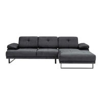 ECKSOFA mit verstellbarer Rückenlehne - Anthrazit/Schwarz, Textil/Metall (174/314cm) - myHomelando