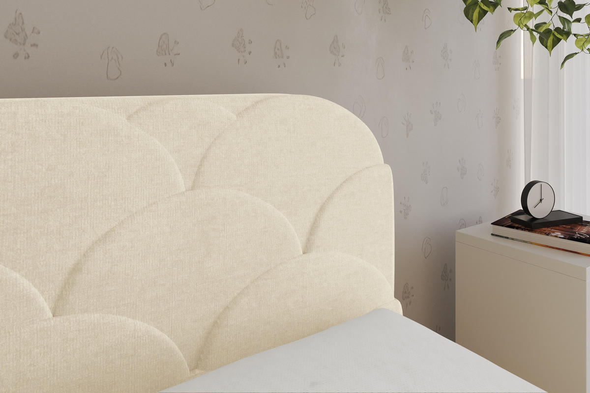 EINZELLBETT Jugendbett mit Bettkasten und Matratze H3/H4, Links - ELRY 90x200 Beige - Beige, Holzwerkstoff/Textil (90/200cm) - ALTDECOR