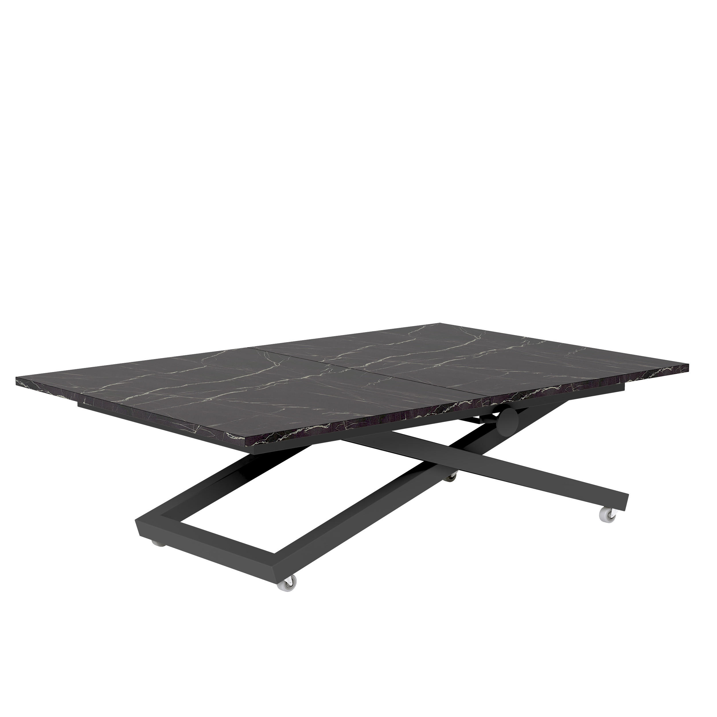 COUCHTISCH ARIA 120-160/80 cm, Höhenverstellbar, Schwarz / Grigia Pietra (Steingrau) - Schwarz/Grau, Holzwerkstoff/Metall (120/80/38cm) - Idohome