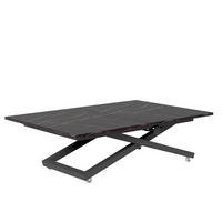 COUCHTISCH ARIA 120-160/80 cm, Höhenverstellbar, Schwarz / Grigia Pietra (Steingrau) - Schwarz/Grau, Holzwerkstoff/Metall (120/80/38cm) - Idohome
