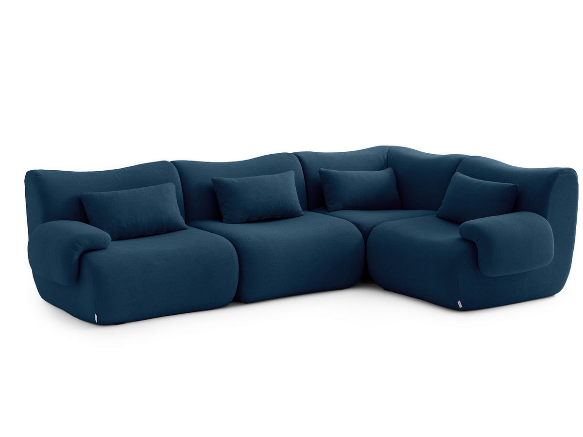 ECKSOFA Bouclé-Stoff Tiefblau - Blau, Textil (269/182cm) - MILYsofa