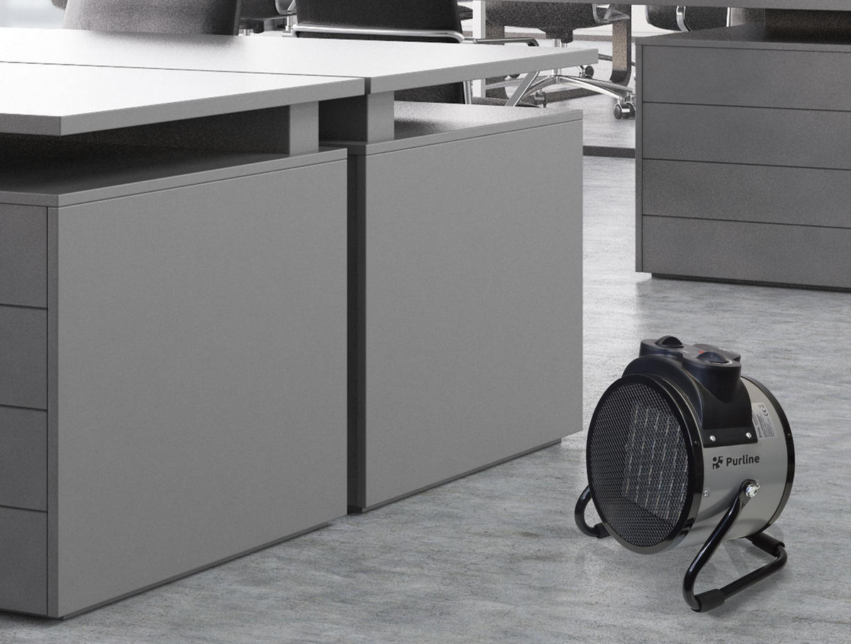 STAND-THERMOVENTILATOR Grau mit Leistungskontrolle 2000 W - Grau, Kunststoff (22/26/18cm) - Purline