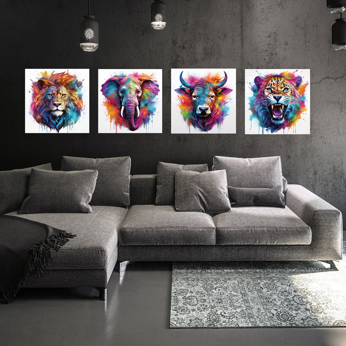 GLASBILD 50x50 cm Löwe Pop Art bunt - Weiß, Glas (50/50cm) - artissimo