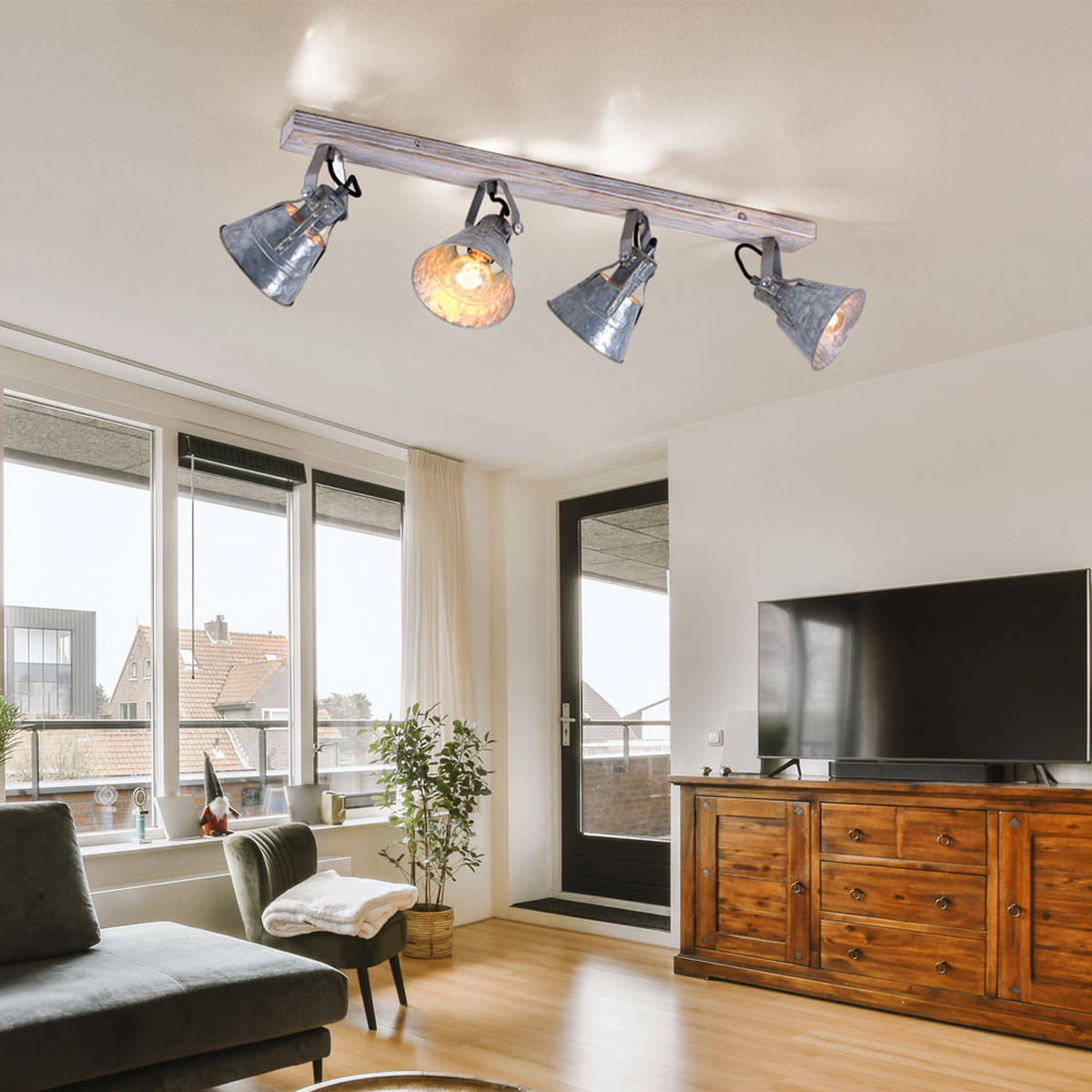 LED DECKENLEUCHTE GÜNTHER Metall Silber - Silberfarben, Metall (82/17.5/18cm) - Globo Lighting