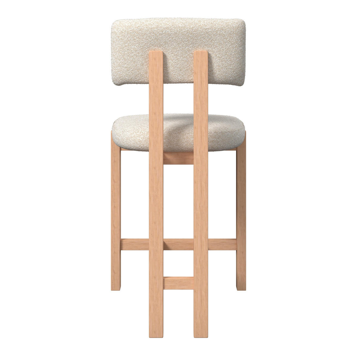 BARHOCKER Jonna Creme Bouclé Gepolstert - Creme, Holz (51/102/54cm)