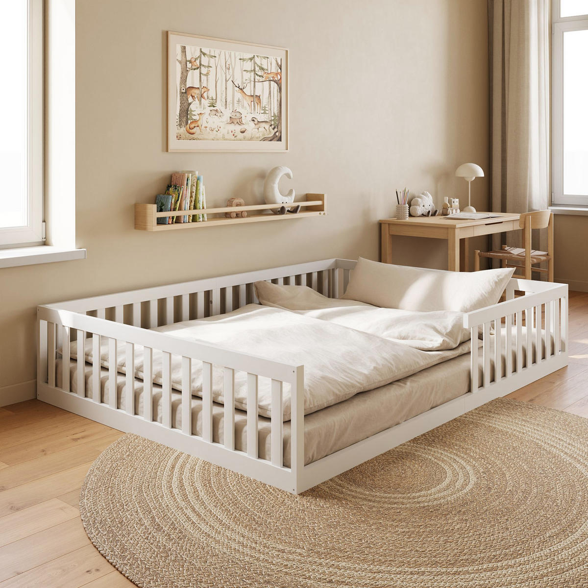 BODENBETT 140x200 cm in Weiß - Weiß, Holz (140/200cm) - Kids Collective