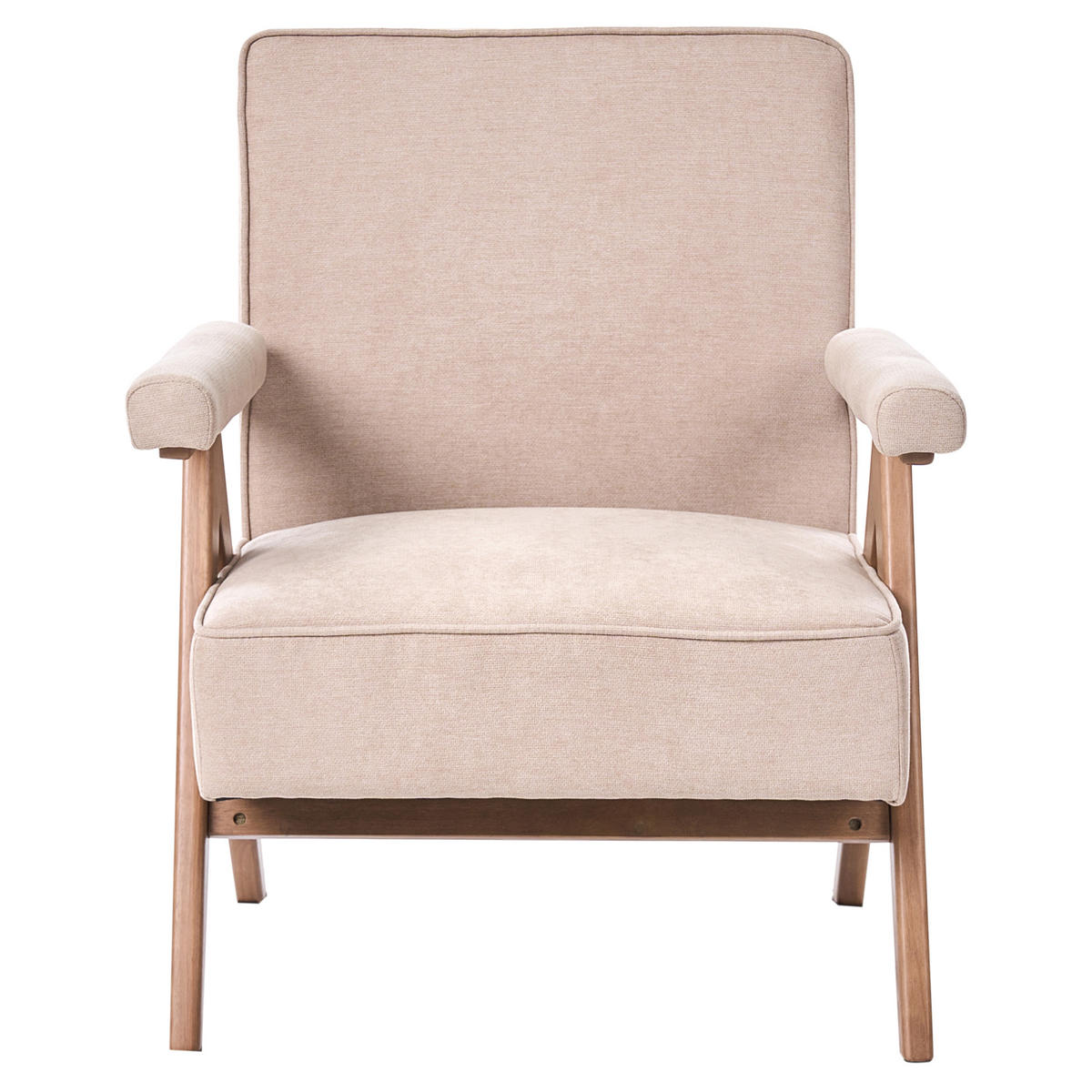 SESSEL Kunstleinen Beige Evje - Hellbraun, Textil (70/81/72cm) - Beliani
