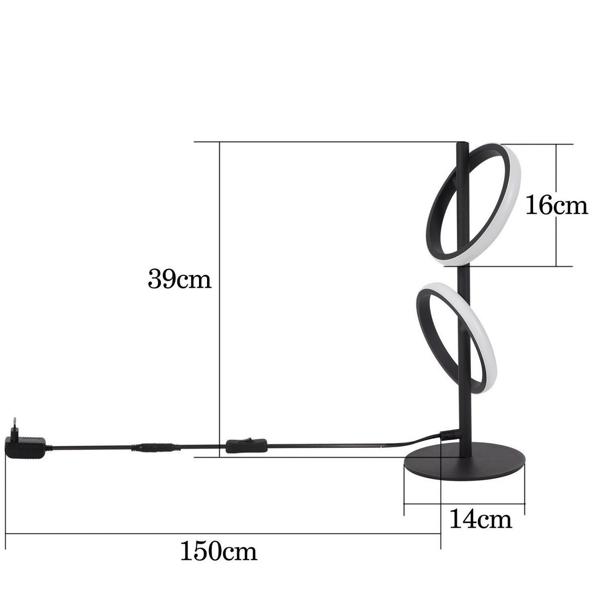 STOLNÍ lampa Abendorff LED 22/15,5/45,6 cm - černá, kov (22/15.5/45.6cm) - Nettlife