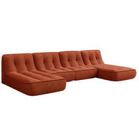 GARTENSOFA mit 4 Sitzplätzen, Terrakotta - Rot, Textil (320/70/165cm) - Oviala