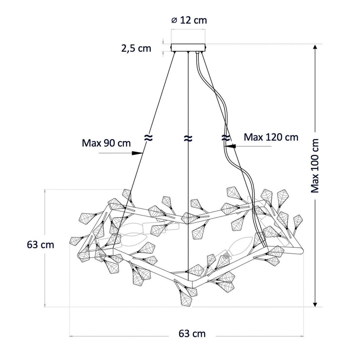 HÄNGELEUCHTE Solarana, Messing, 63cm - Goldfarben, Glas (63/63/10cm) - KOSILUM
