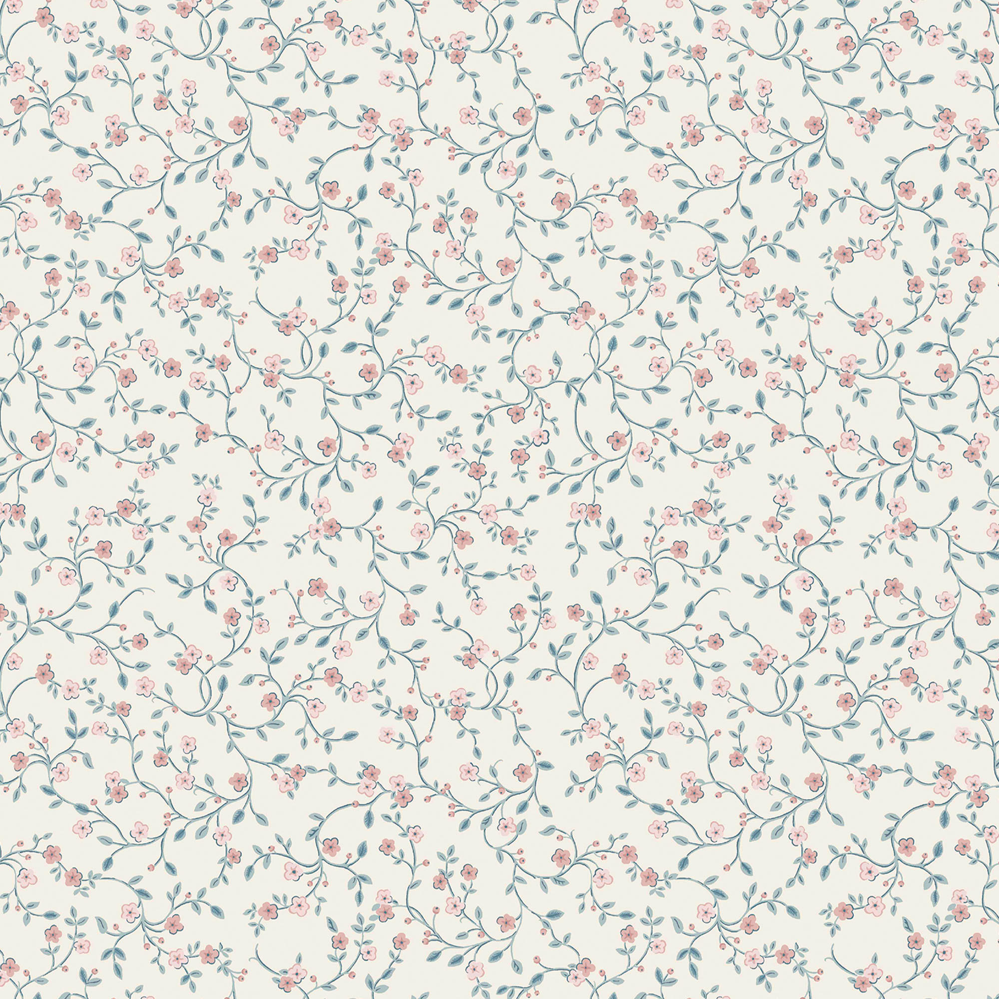 VLIESTAPETE Belncow Sprig Dark Duck Egg Blue - Dunkelblau, Papier/Kunststoff (52/52cm) - Graham & Brown