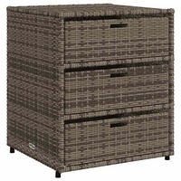 GARTENSCHRANK mit 3 Schubladen, 55/59/69 cm, aus Poly Rattan, Grau - Grau, Naturmaterialien (59/69/55cm) - vidaXL
