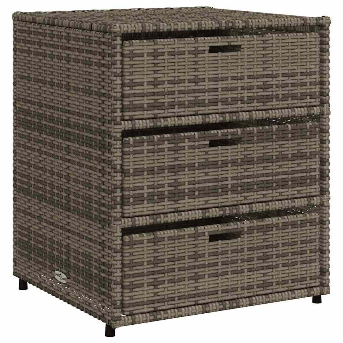 GARTENSCHRANK mit 3 Schubladen, 55/59/69 cm, aus Poly Rattan, Grau - Grau, Naturmaterialien (59/69/55cm) - vidaXL