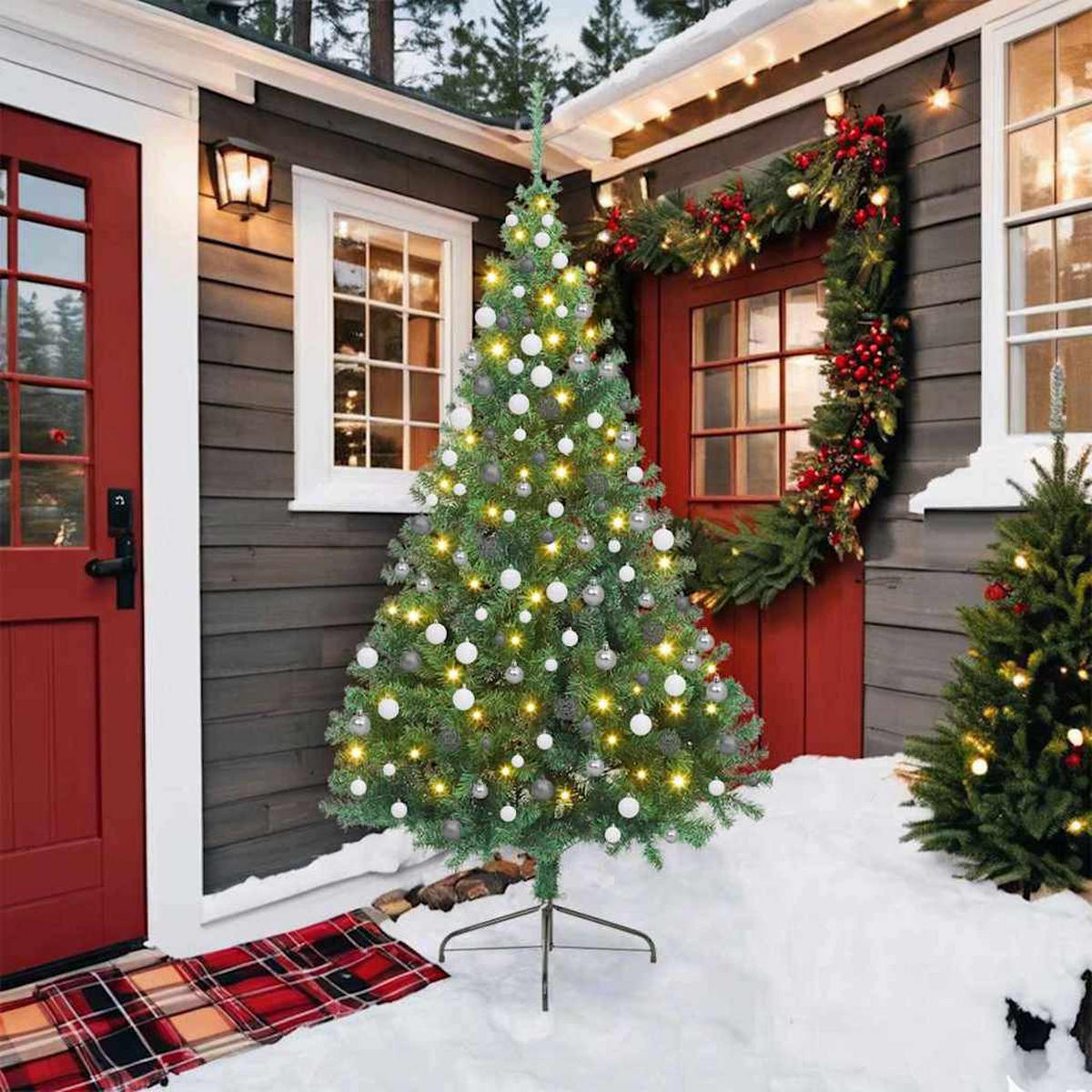 WEIHNACHTSBAUM Künstlicher Klappbarer 78/78/210 cm Grün PVC - Grün, Kunststoff (210cm) - vidaXL