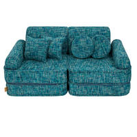 KINDERSOFA, Pocket Plus, Tangle, Lagunenblau - Blau, Textil (120/25/60cm) - MeowBaby