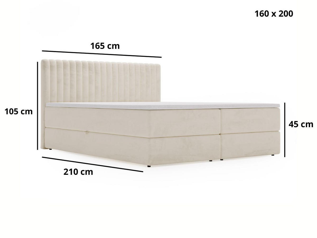 BOXBETT Marbella 160x200 Beige - Beige, Holz/Textil (160/200cm) - Graingold