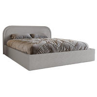 DOPPELBETT 180x200 Dune mit Bettkasten, runde Kopfteil, Bouclé, Hellgrau - Hellgrau, Holz/Textil (180/200cm) - Emporius
