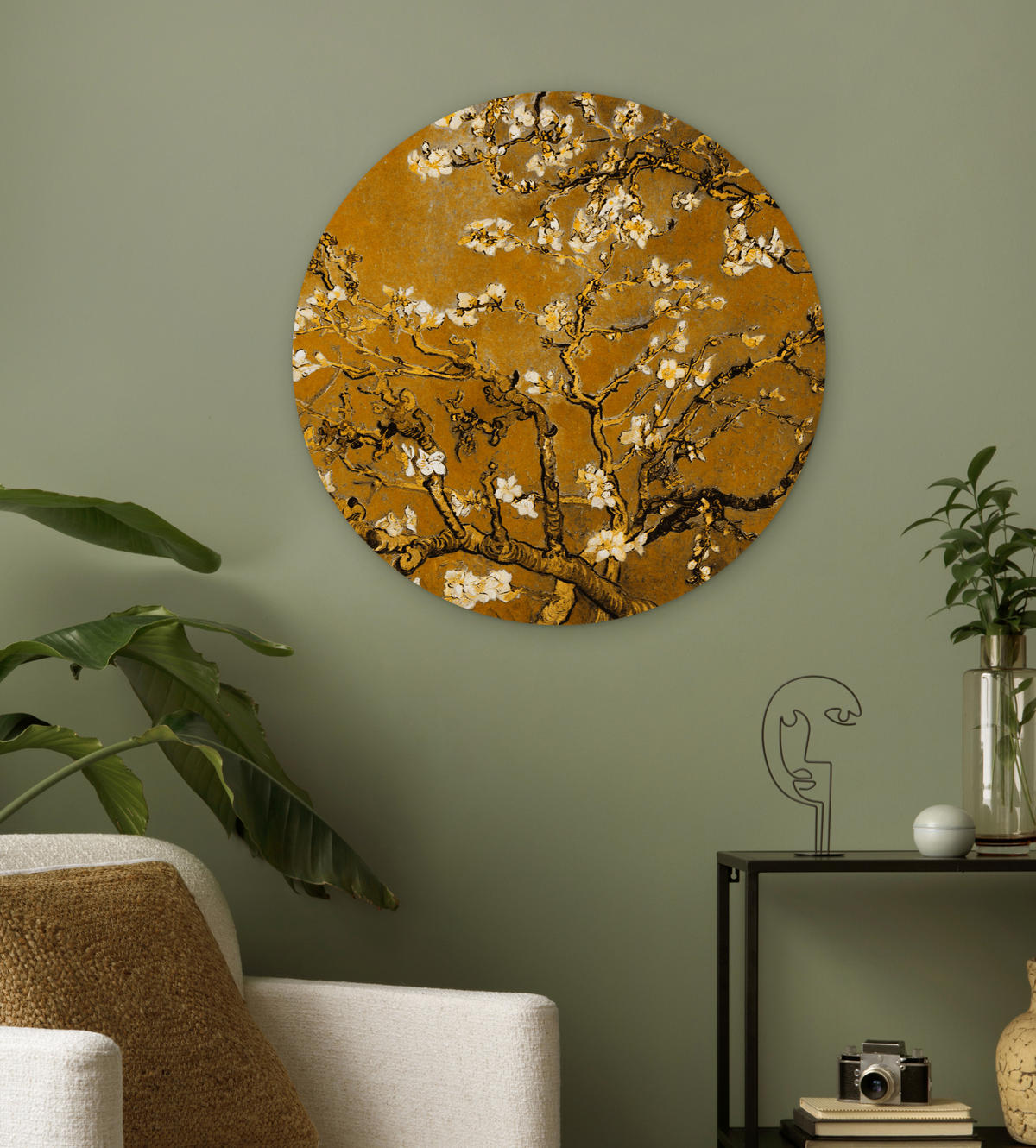 WANDBILD Mandelblüte - Kunst - Van Gogh - Gold 60x60 cm - Wengefarben, Kunststoff (60/60cm) - MuchoWow