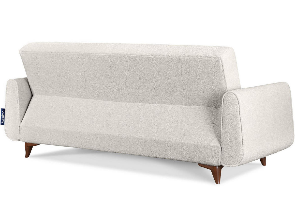 3-SITZER-SCHLAFSOFA GUSTAVO mit Armlehnen, weiß - Braun/Weiß, Holz/Holzwerkstoff (230/98/98cm) - KONSIMO®