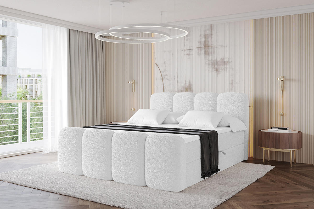 BOXBETT mit Matratze H4 und Lattenrost - NINA-Z - 120x200 cm - Weiß - Weiß, Holzwerkstoff (120/200cm)