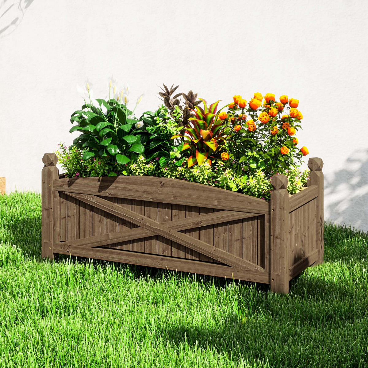 HOCHBEET DE-12206 90/39/37 cm mit Drainage Dunkelbraun - Braun, Holz (90/37/39cm) - ComfortXL