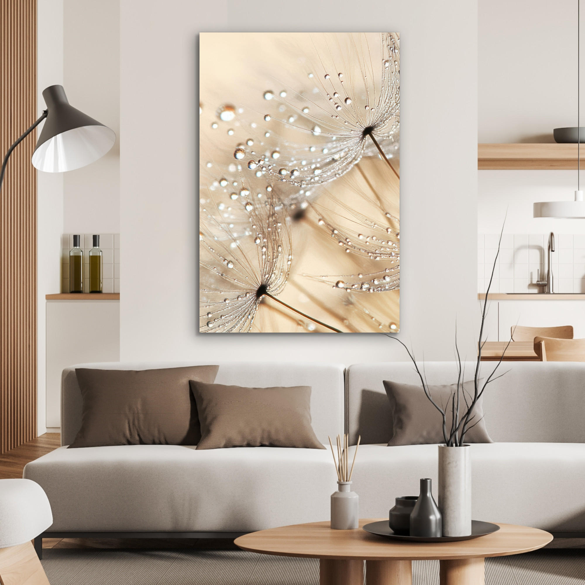 METALLBILD Löwenzahn - Abstrakt - Natur - Beige 60x90 cm - Braun, Metall (60/90cm) - MuchoWow