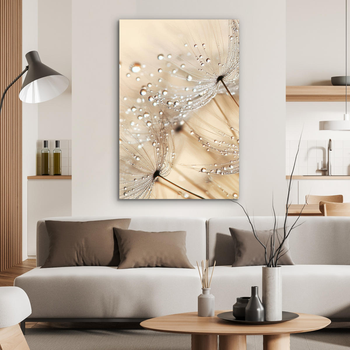 METALLBILD Löwenzahn - Abstrakt - Natur - Beige 60x90 cm - Braun, Metall (60/90cm) - MuchoWow
